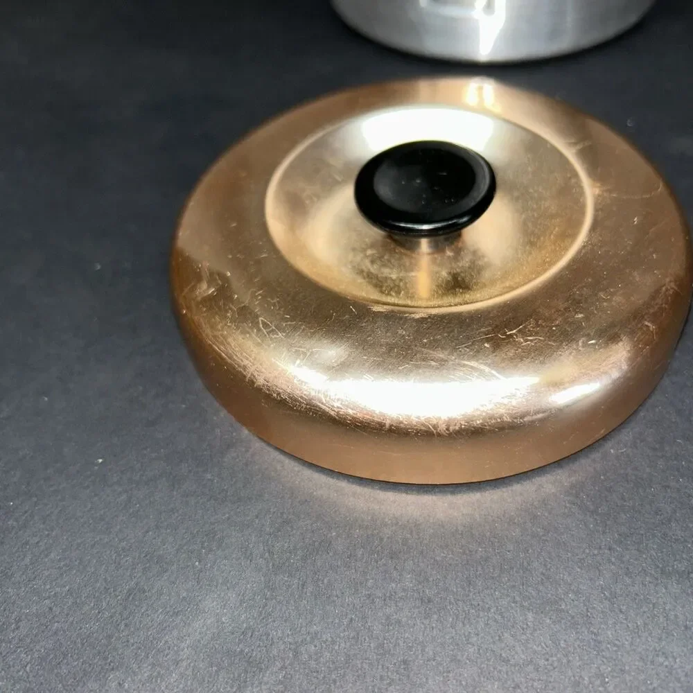 Vtg 60s Aluminum Coffee Canister Copper Lid Bakelite Knob Italy Made